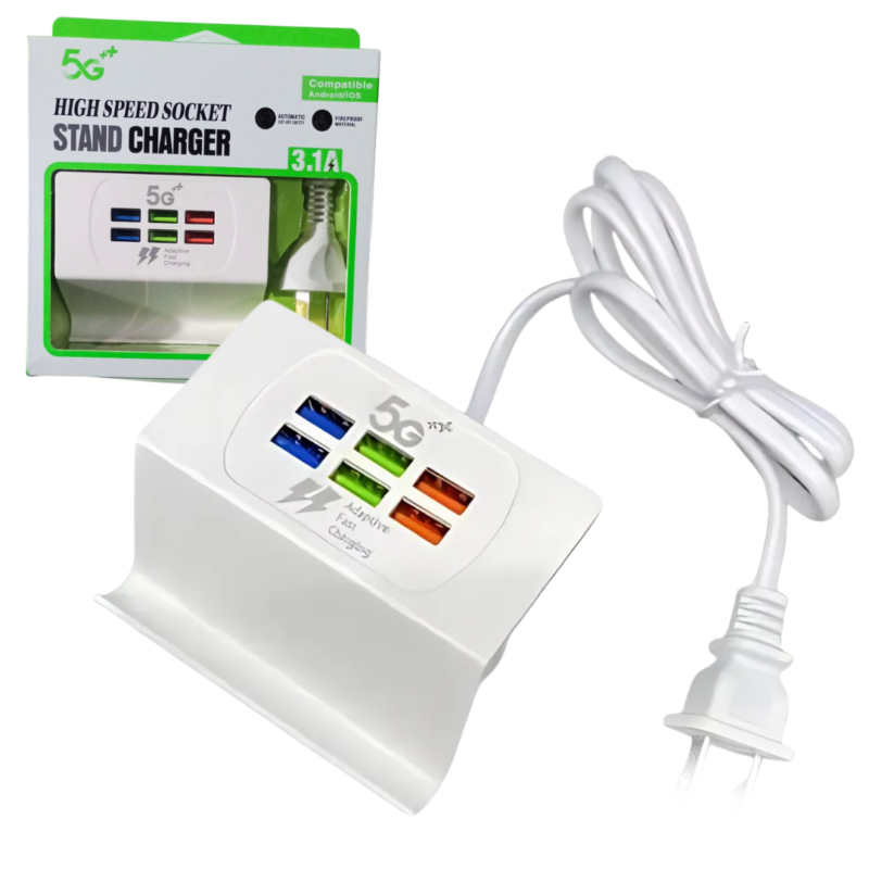 Zapatilla Cargador de 6 Puertos USB STAND CHARGER