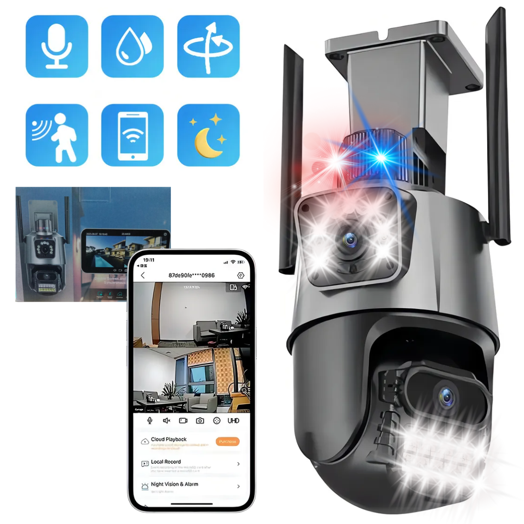 Camara de Seguridad IP Doble con Sirena V380-DM06 Camara de Seguridad IP Doble con Sirena V380-DM06