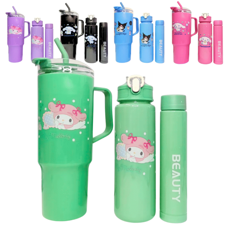 Set Vaso + 2 Botellas Diseño Personajes