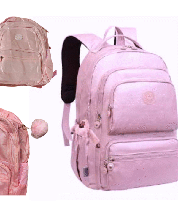 Mochila Rosa con Llavero Peludo RL POWER