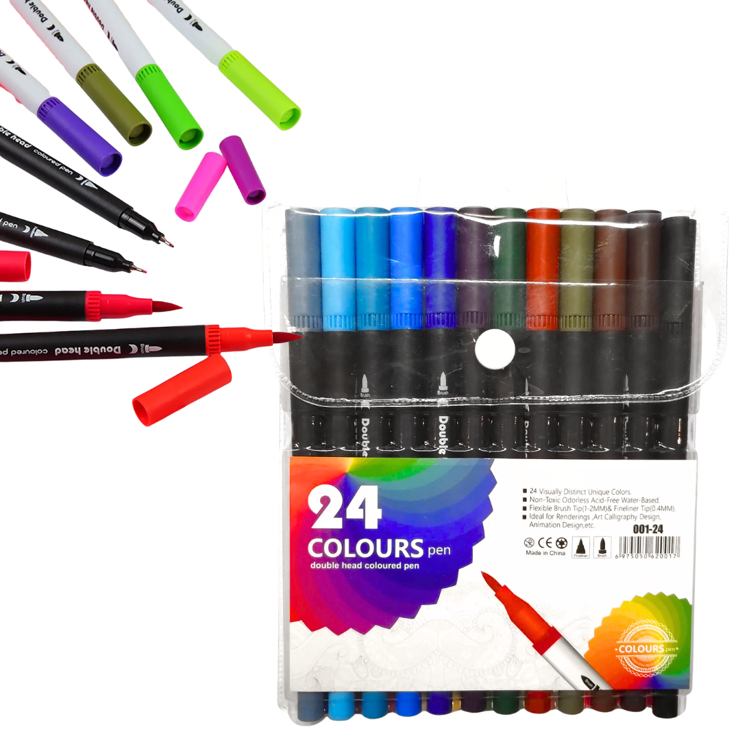 Articulos 2608 (23) Set Marcadores con Doble Punta x24Pcs