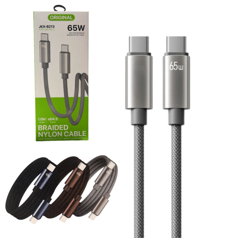 Cable Mallado USB-C a USB-C 65W BRAIDED NYLON