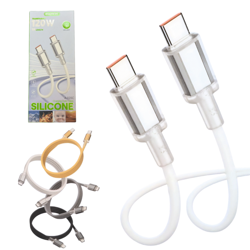 Cable USB a USB-C 120W MUJIEDI TRANSPARENT A-020C