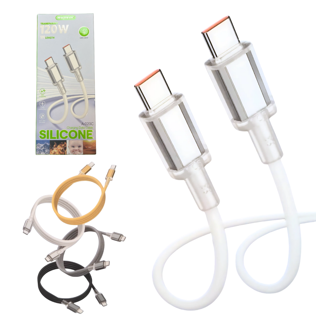 Cable USB a USB-C 120W MUJIEDI TRANSPARENT A-020C Cable USB a USB-C 120W MUJIEDI TRANSPARENT A-020C