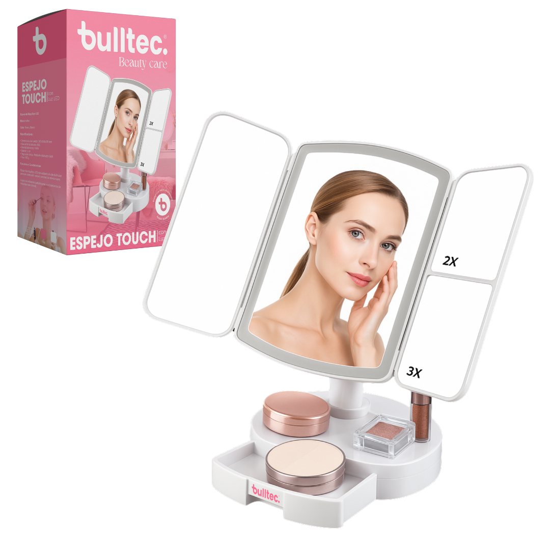 Espejo Touch con Luz LED 3 Paneles BULLTEC Beauty Care Espejo Touch con Luz LED 3 Paneles BULLTEC Beauty Care