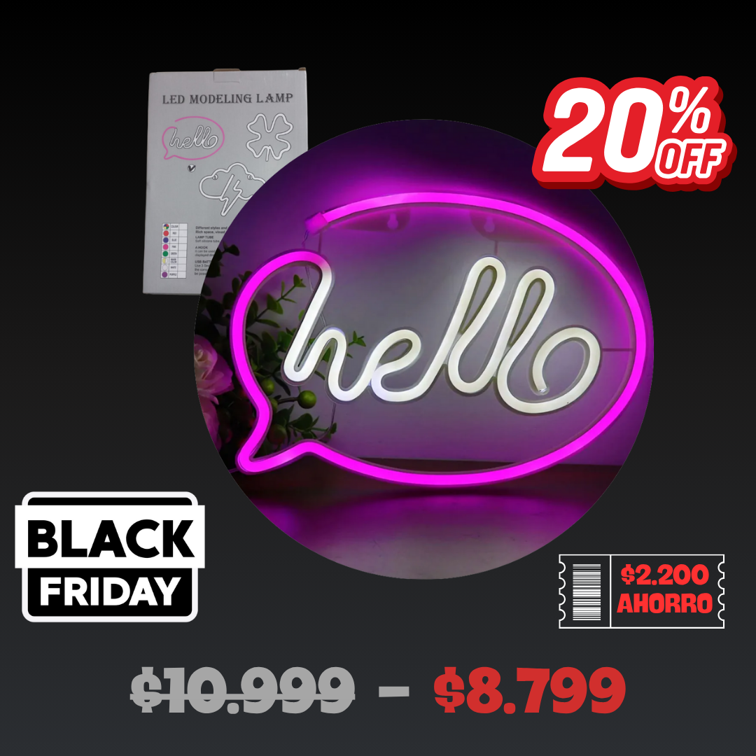 Cartel Neon Luminoso HELLO - 2021004 Cartel Neon Luminoso HELLO - 2021004