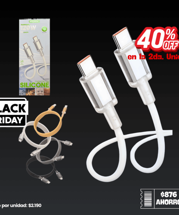 2 Cables USB-C a USB-C 120W MUJIEDI TRANSPARENT A-020C. 2da Unidad -40% OFF