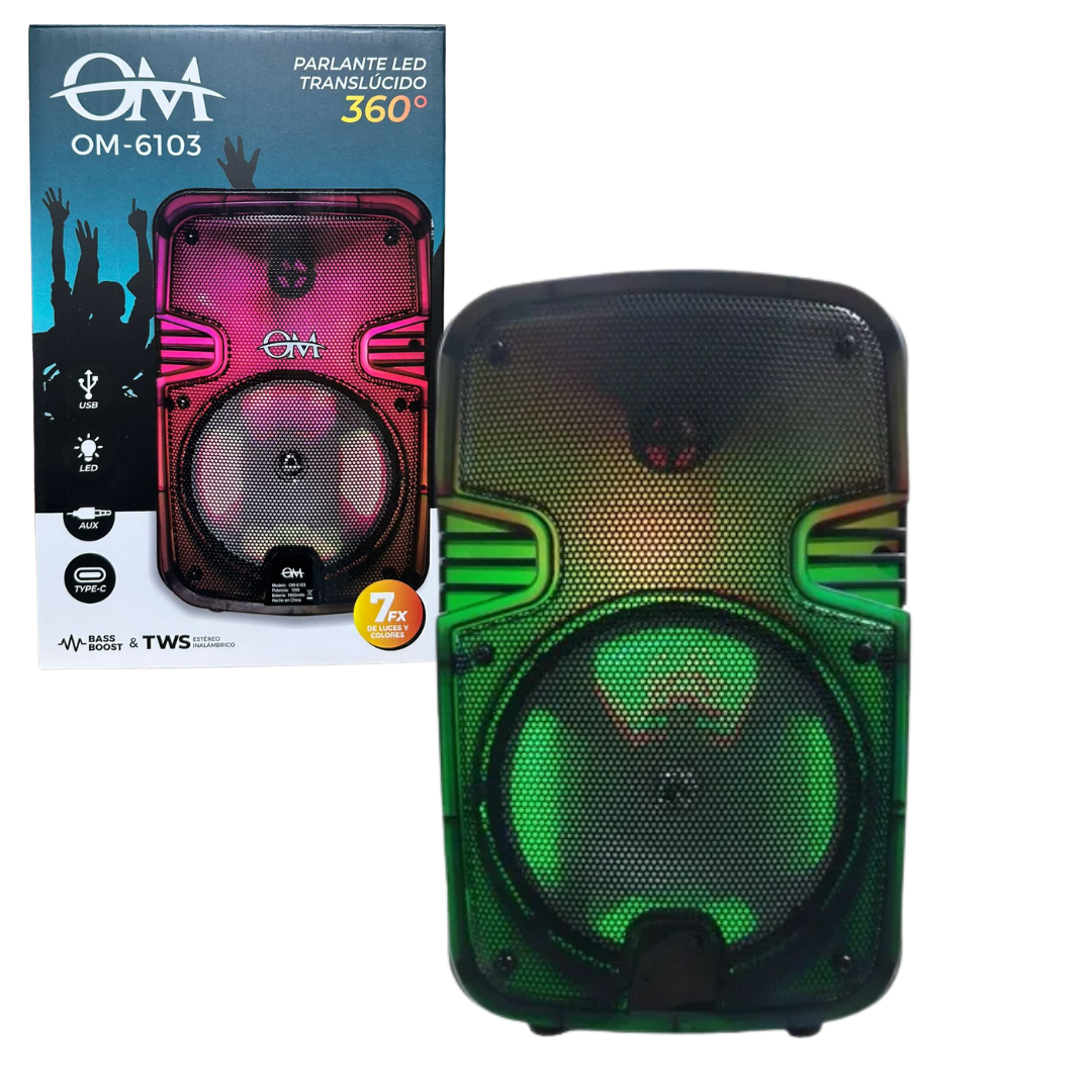 Parlante LED Translucido 6" Pulgadas OM-6103 Parlante LED Translucido 6" Pulgadas OM-6103