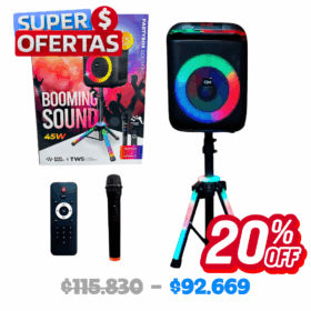 Parlante Bluetooth Extra Bass 8,5″ Pulgadas con Tripode RGB Ritmico OM BOOMING