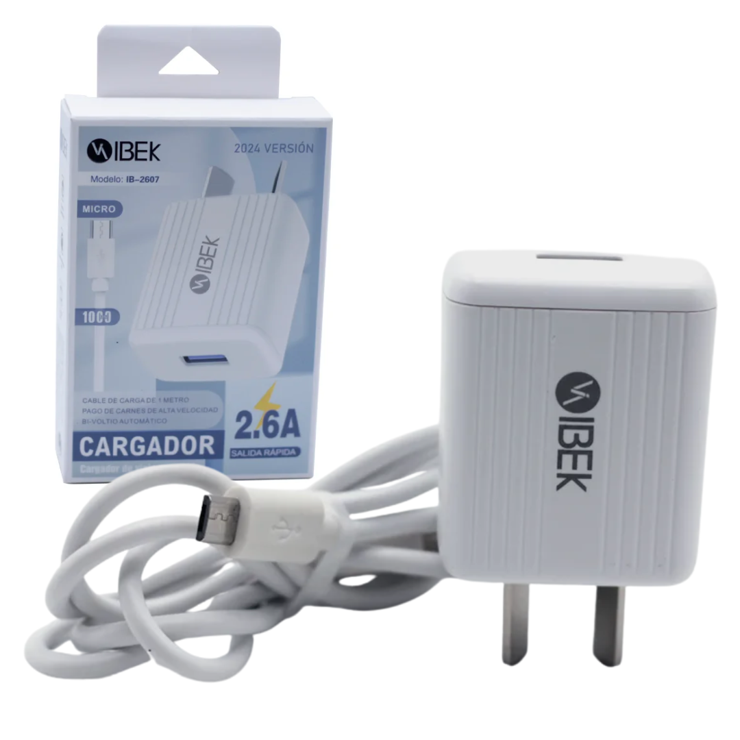Cargador Cable Micro USB 2.6A IBEK IB-2607 Cargador Cable Micro USB 2.6A IBEK IB-2607