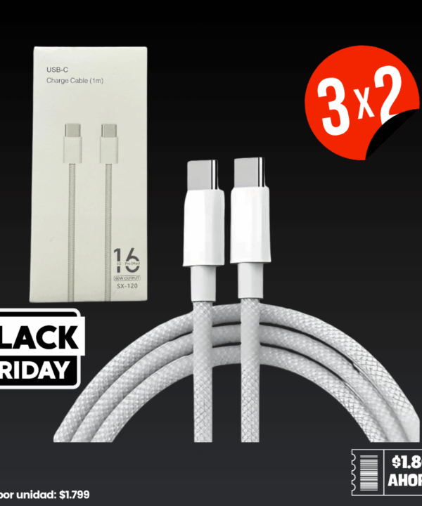 ¡3x2! 3 Cable Para Iphone 16 USB-C A USB-C Mallado SX-120