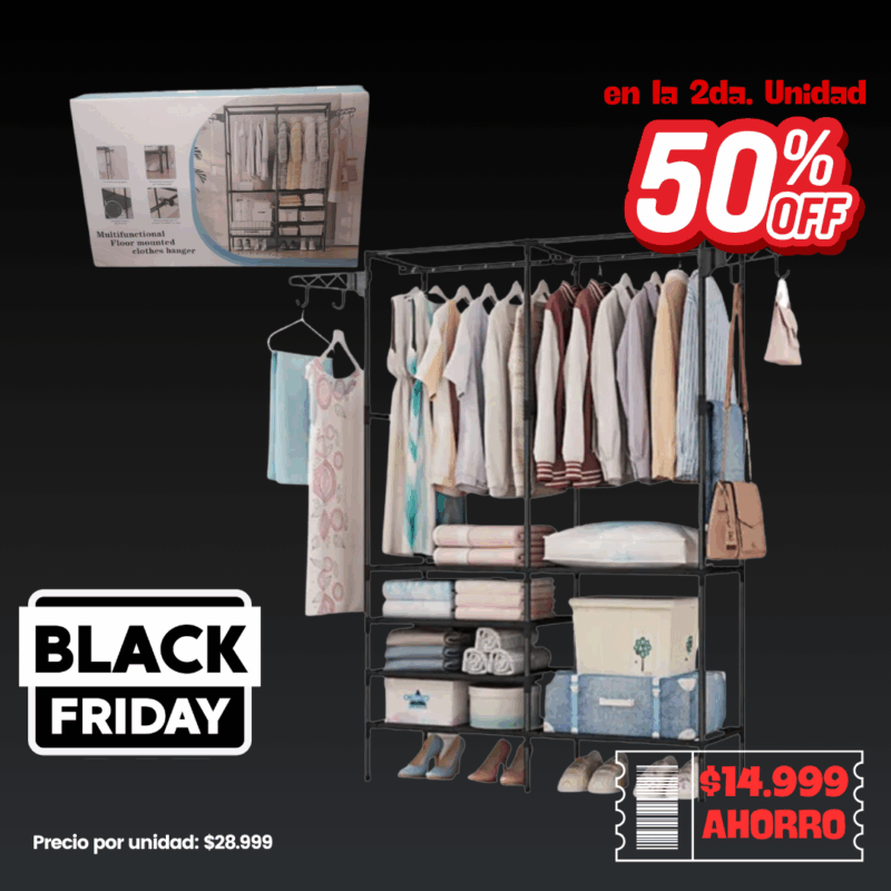 x2 Rack de Ropa Para Camisas y Estantes CLOTHES AND HATS. (2da Unidad -50% OFF)