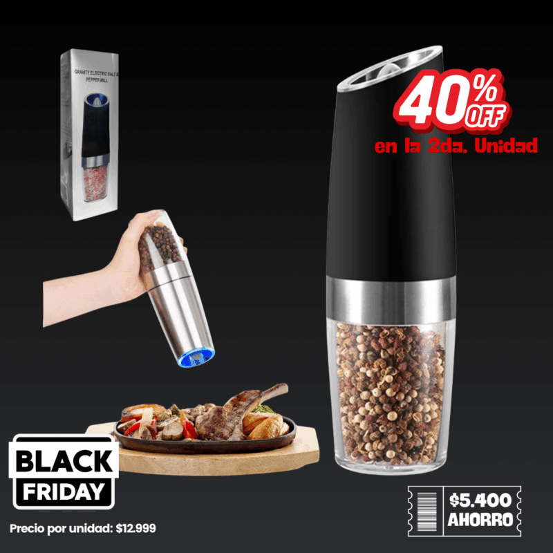 x2 Pimentero Gravity Electric Salt y Pepper Mill. (2da Unidad -40% OFF)