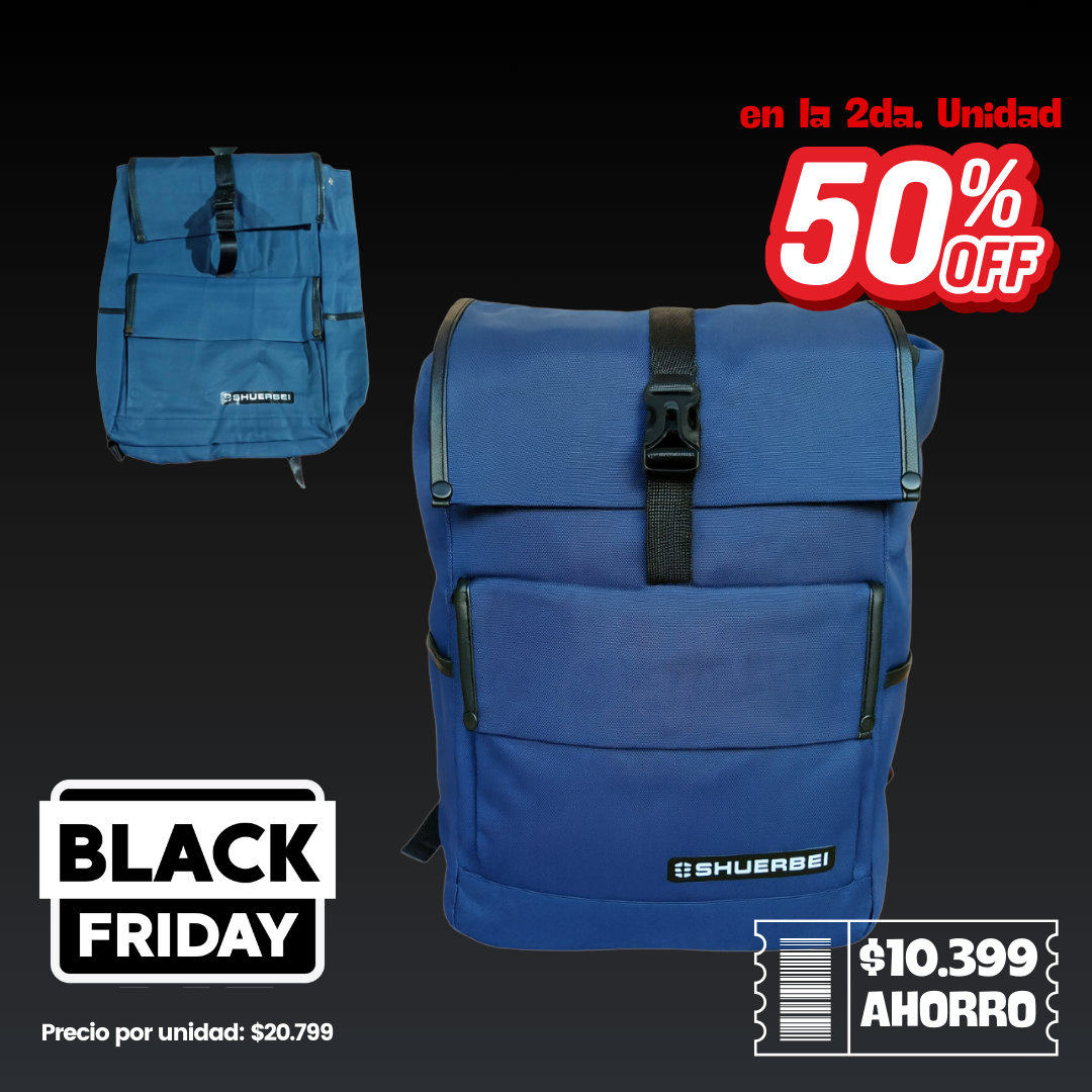 2 Mochilas Azul Shuerbei Con Enganche Delantero 3105. 2da Unidad -50% OFF 2 Mochilas Azul Shuerbei Con Enganche Delantero 3105. 2da Unidad -50% OFF